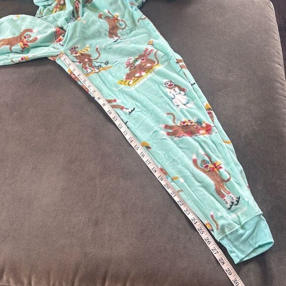 Nick & Nora Adult Teen Unisex Fleece One Piece Sock Monkeys Pajama Size S NWT - Picture 11 of 12